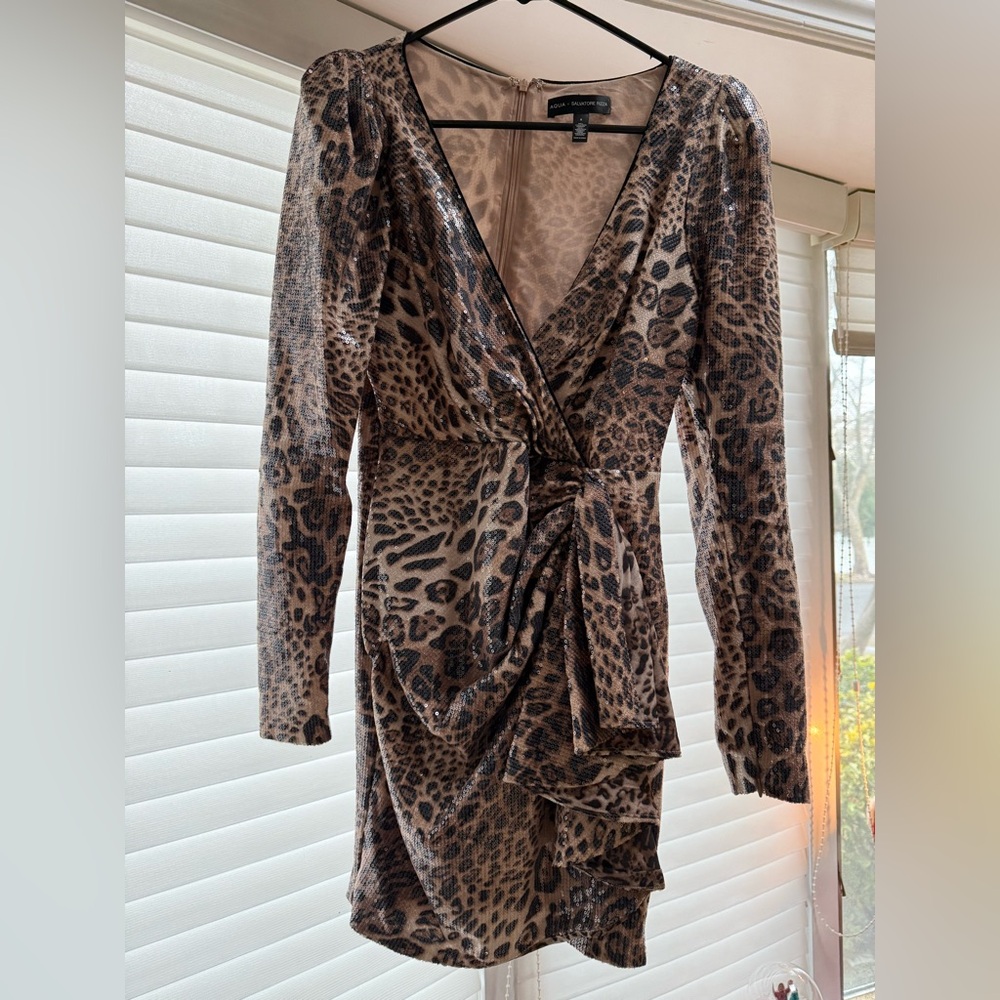 Animal Print Long Sleeve Dress